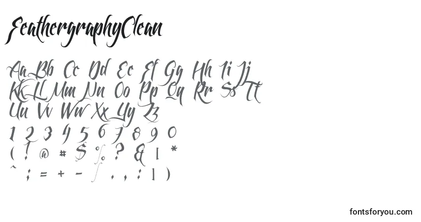 Schriftart FeathergraphyClean – Alphabet, Zahlen, spezielle Symbole
