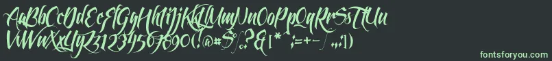 フォントFeathergraphyClean – 黒い背景に緑の文字