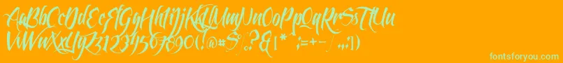 FeathergraphyClean-Schriftart – Grüne Schriften auf orangefarbenem Hintergrund