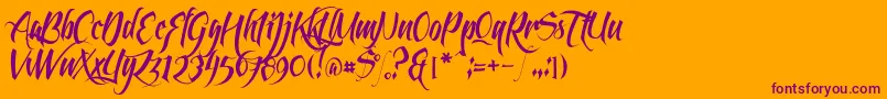 FeathergraphyClean Font – Purple Fonts on Orange Background
