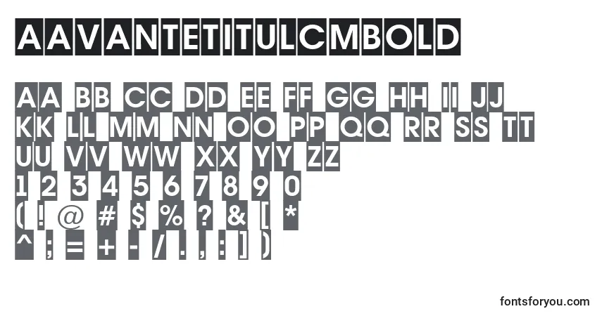 A fonte AAvantetitulcmBold – alfabeto, números, caracteres especiais