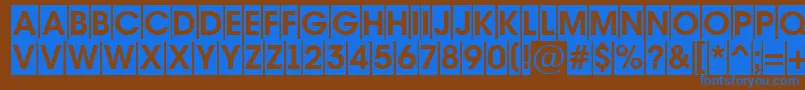 AAvantetitulcmBold-fontti – siniset fontit ruskealla taustalla