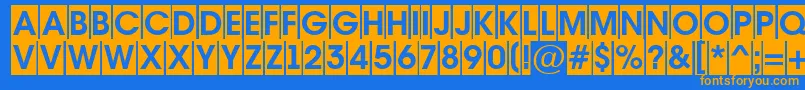 フォントAAvantetitulcmBold – オレンジ色の文字が青い背景にあります。