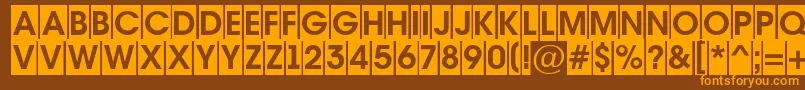 フォントAAvantetitulcmBold – オレンジ色の文字が茶色の背景にあります。