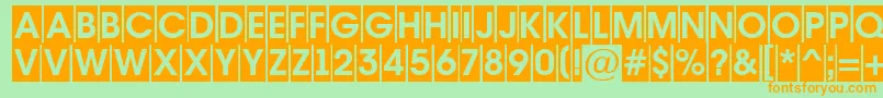 フォントAAvantetitulcmBold – オレンジの文字が緑の背景にあります。