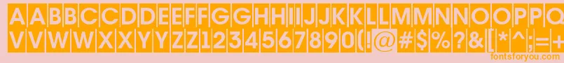 AAvantetitulcmBold-fontti – oranssit fontit vaaleanpunaisella taustalla