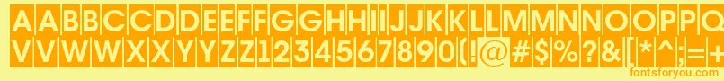 AAvantetitulcmBold-fontti – oranssit fontit keltaisella taustalla