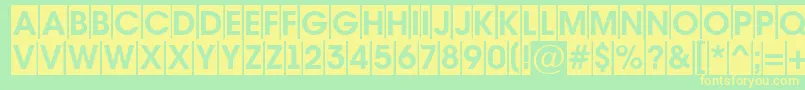 AAvantetitulcmBold-fontti – keltaiset fontit vihreällä taustalla