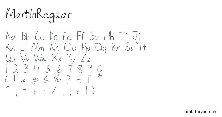 Schriftart MartinRegular – Alphabet, Zahlen, spezielle Symbole
