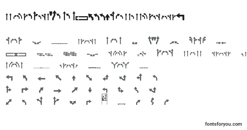 A fonte Roadgeek2005Arrows1 – alfabeto, números, caracteres especiais