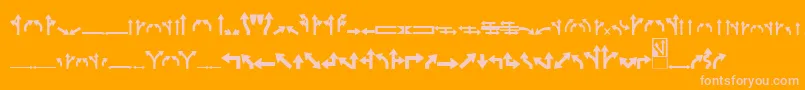 Roadgeek2005Arrows1-Schriftart – Rosa Schriften auf orangefarbenem Hintergrund