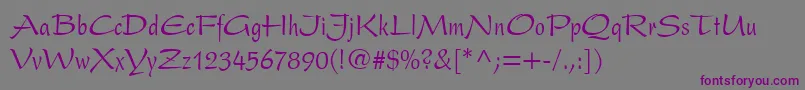 フォントPresentLtCondensed – 紫色のフォント、灰色の背景