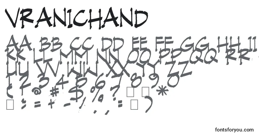Schriftart VranicHand – Alphabet, Zahlen, spezielle Symbole