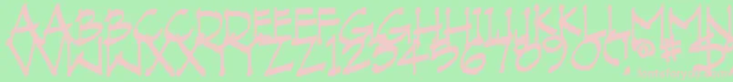 Więcej informacji o czcionce VranicHand Czcionka VranicHand – różowe czcionki na zielonym tle