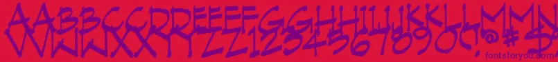 VranicHand Font – Purple Fonts on Red Background