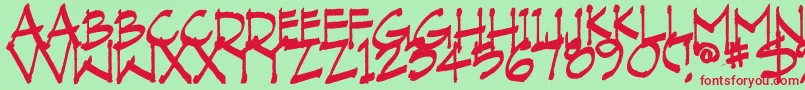 VranicHand Font – Red Fonts on Green Background