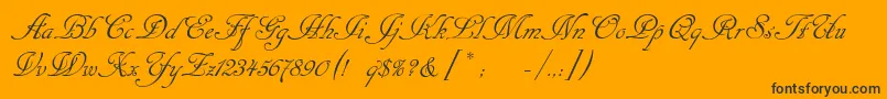 Cansellarist-Schriftart – Schwarze Schriften auf orangefarbenem Hintergrund