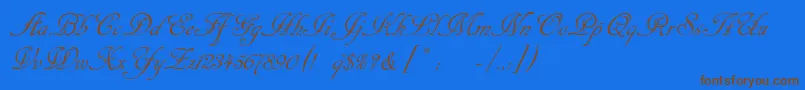 Cansellarist-Schriftart – Braune Schriften auf blauem Hintergrund