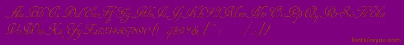 Cansellarist-Schriftart – Braune Schriften auf violettem Hintergrund