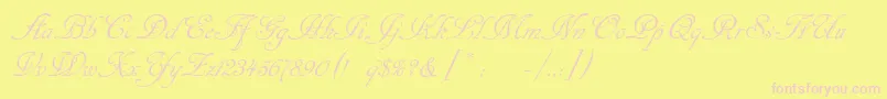 Cansellarist-fontti – vaaleanpunaiset fontit keltaisella taustalla