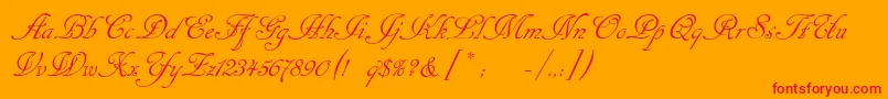 Cansellarist-Schriftart – Rote Schriften auf orangefarbenem Hintergrund