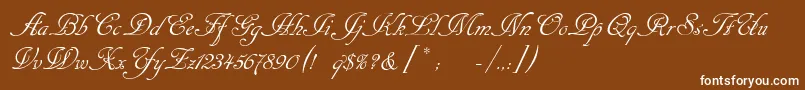 Cansellarist-Schriftart – Weiße Schriften auf braunem Hintergrund