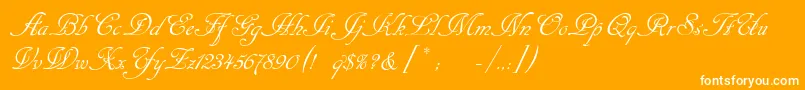 Cansellarist-Schriftart – Weiße Schriften auf orangefarbenem Hintergrund