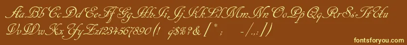 Cansellarist-fontti – keltaiset fontit ruskealla taustalla