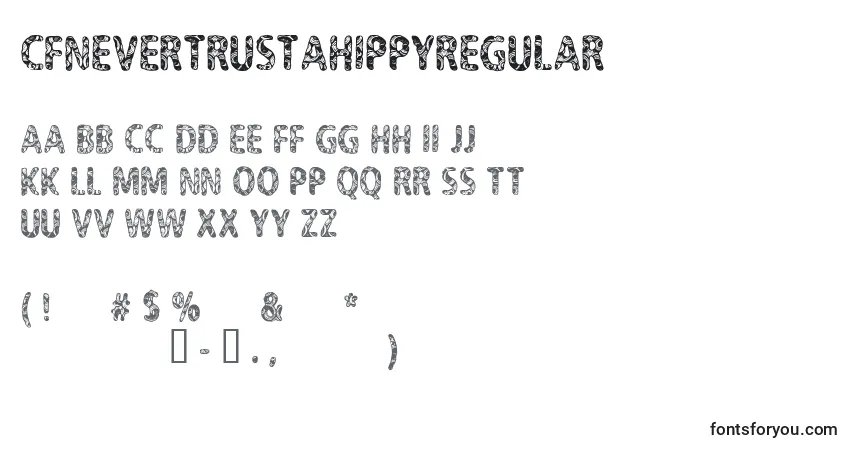 Fuente CfNeverTrustAHippyRegular - alfabeto, números, caracteres especiales