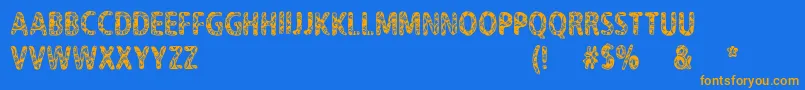CfNeverTrustAHippyRegular-Schriftart – Orangefarbene Schriften auf blauem Hintergrund