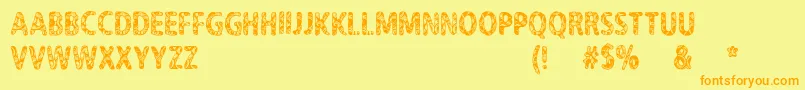 フォントCfNeverTrustAHippyRegular – オレンジの文字が黄色の背景にあります。