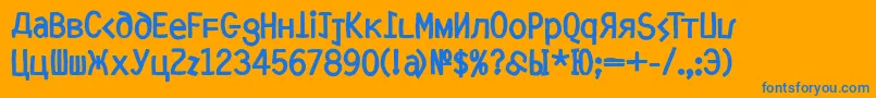 MkyrillBold-Schriftart – Blaue Schriften auf orangefarbenem Hintergrund