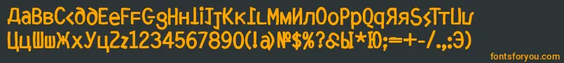 フォントMkyrillBold – 黒い背景にオレンジの文字