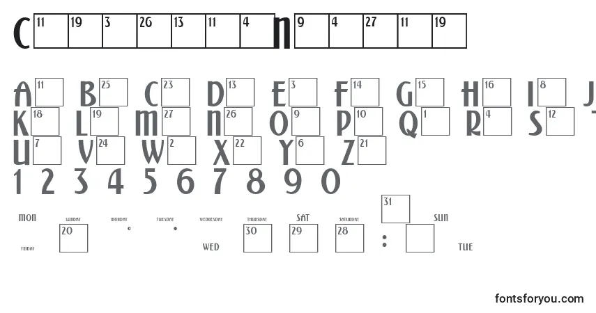 A fonte CalendarNormal – alfabeto, números, caracteres especiais