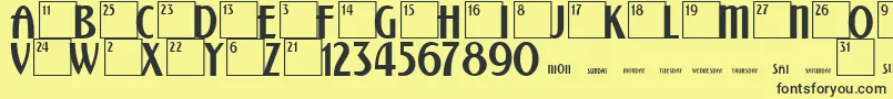 fuente CalendarNormal – Fuentes Negras Sobre Fondo Amarillo