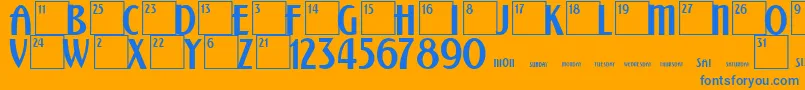 CalendarNormal Font – Blue Fonts on Orange Background