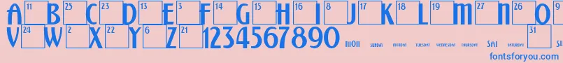 CalendarNormal Font – Blue Fonts on Pink Background