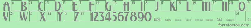 フォントCalendarNormal – 緑の背景に灰色の文字