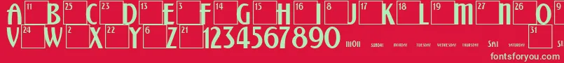 フォントCalendarNormal – 赤い背景に緑の文字