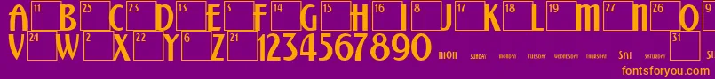 CalendarNormal Font – Orange Fonts on Purple Background