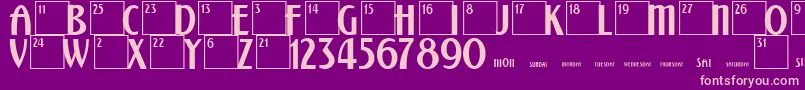 CalendarNormal Font – Pink Fonts on Purple Background