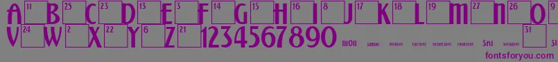 CalendarNormal Font – Purple Fonts on Gray Background