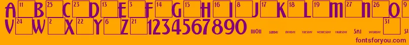 CalendarNormal Font – Purple Fonts on Orange Background