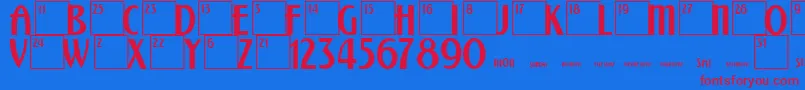 CalendarNormal Font – Red Fonts on Blue Background