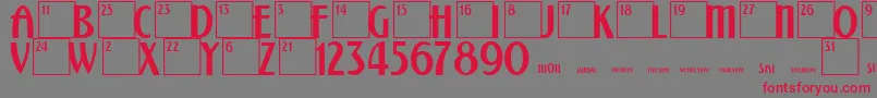 CalendarNormal Font – Red Fonts on Gray Background