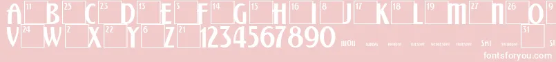 CalendarNormal-fontti – valkoiset fontit vaaleanpunaisella taustalla