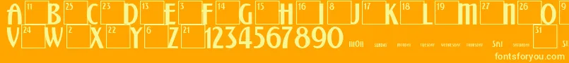 CalendarNormal Font – Yellow Fonts on Orange Background