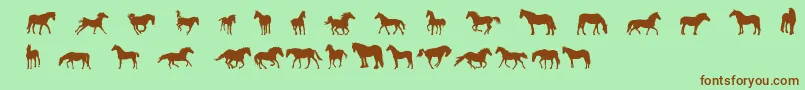 DjHorses1 Font – Brown Fonts on Green Background