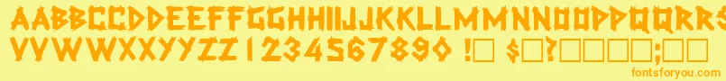 LatexdisplaycapssskRegular-Schriftart – Orangefarbene Schriften auf gelbem Hintergrund