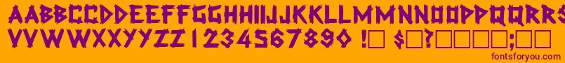 LatexdisplaycapssskRegular-Schriftart – Violette Schriften auf orangefarbenem Hintergrund